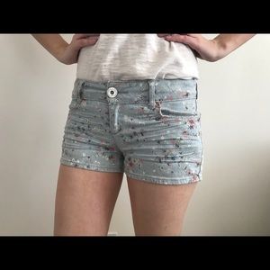 Floral Denim Blue Jean Shorts